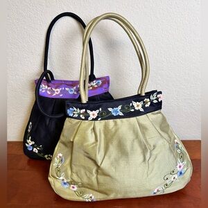 Silk purse with embroidery